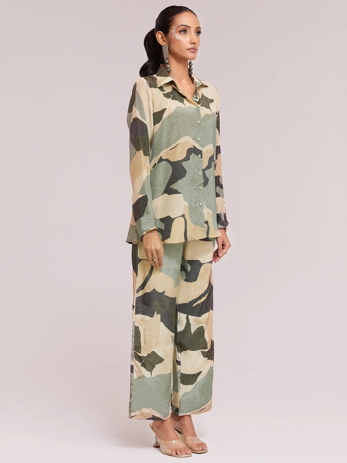Camouflage print ethnic kurta and palazzo set for women, stylish Indian wear