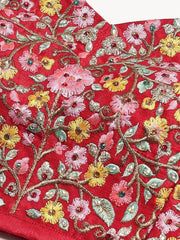 Red & Pink Embroidered Semi-Stitched Myntra Lehenga & Unstitched Blouse with Dupatta