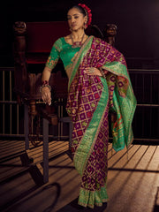 Mesmerizing Purple Zari Weaving Silk Festival Wear Saree With Blouse