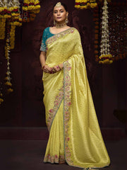 Charming Yellow Zari Weaving Kanjivaram Silk Haldi Wear Saree
