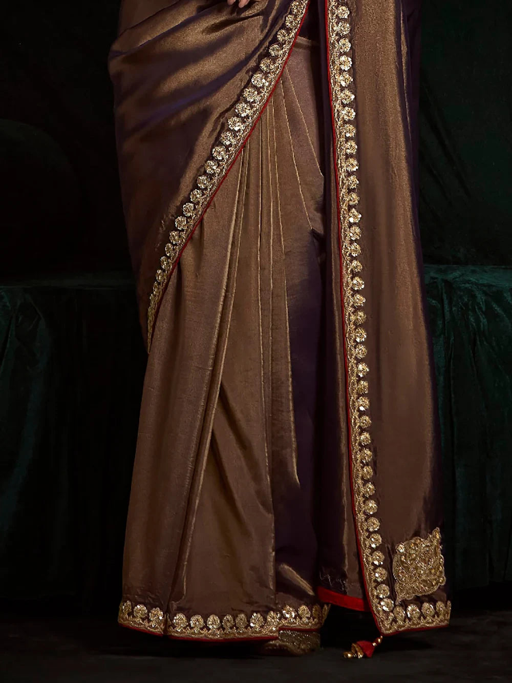 Adorable Brown Tissue Silk Festival Wear Saree With Blouse