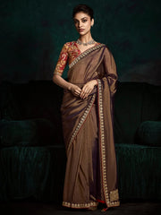 Adorable Brown Tissue Silk Festival Wear Saree With Blouse
