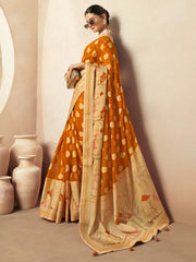Enchanting Orange Georgette Festival Wear Paithani Saree With Blouse
