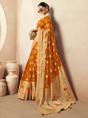 Enchanting Orange Georgette Festival Wear Paithani Saree With Blouse