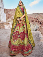 Gorgeous Green Sequins Jacquard Silk Lehenga Choli With Dupatta