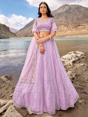 Glamorous Lavender Sequins Net Reception Wear Lehenga Choli