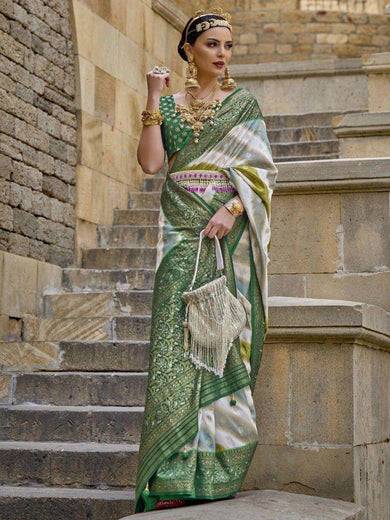 Glamorous Green Zari Weaving Silk Traditional Saree With Blouse
