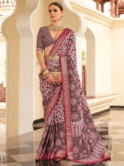 Wonderful Rani Pink Digital Printed Silk Festival Wear Saree With Blouse