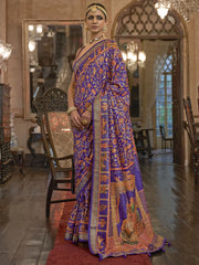 Gorgeous Purple Printed Patola Silk Festival Wear Saree With Blouse