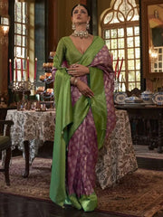 Marvelous Purple Heavy Weaving Kanjivaram Silk Event Wear Saree