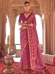 Charming Purple Patola Printed Georgette Saree With Blouse