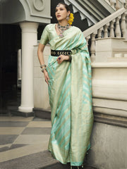 Enchanting Aqua Green Zari Weaving Silk Traditional Saree With Blouse