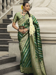 Bewitching Green Zari Weaving Silk Festival Wear Saree With Blouse