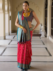 Lovely Pink Zari Weaving Banarasi Silk Traditional Saree With Blouse