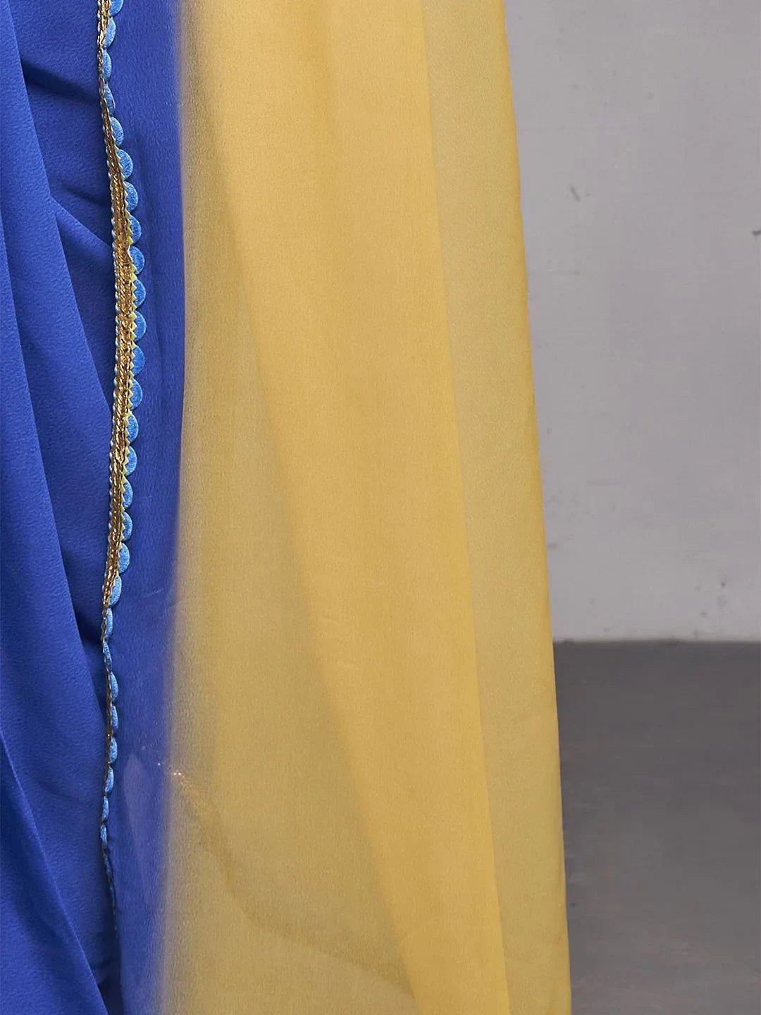 Stunning Yellow Georgette Reception Wear Plain Saree With Blouse