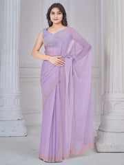 Incredible Lavender Organza Event Wear Saree With Blouse