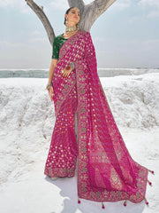 Gorgeous Rani Pink Bandhani Printed Georgette Traditional Saree