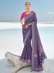 Amazing Blue Bandhani Printed Georgette Saree With Blouse