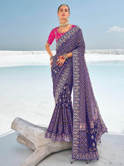 Amazing Blue Bandhani Printed Georgette Saree With Blouse