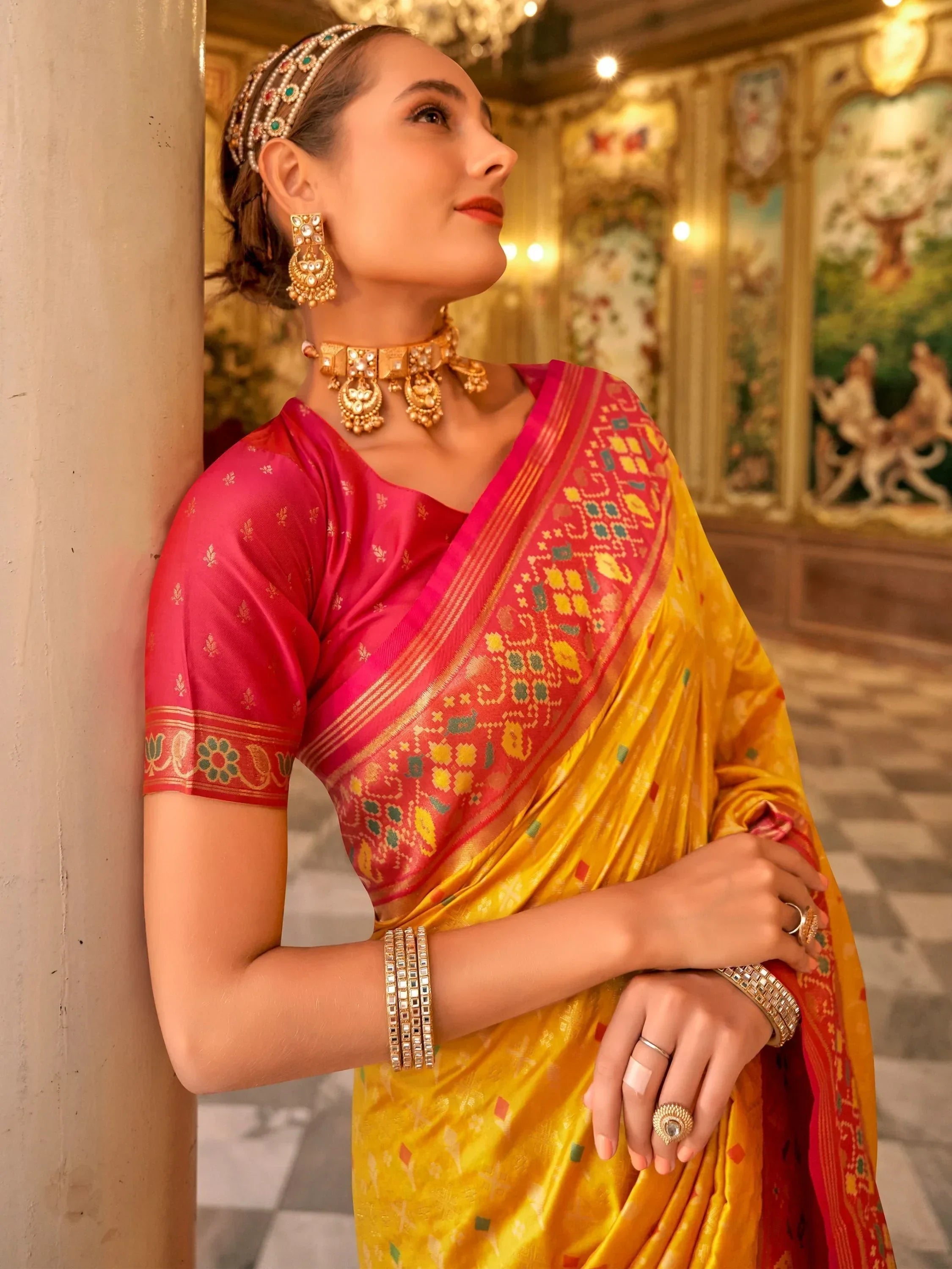 Bewitching Yellow Zari Weaving Banarasi Silk Haldi Wear Saree