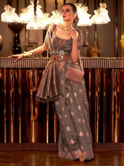 Enchanting Brown Copper Weaving Silk Festival Wear Saree With Blouse