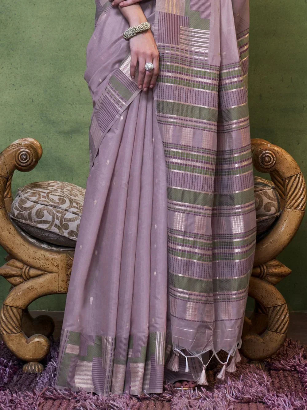 Wonderful Light Purple Weaving Cotton Festival Wear Saree With Blouse