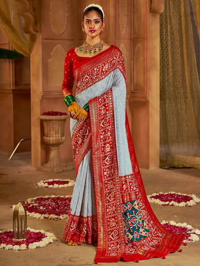 Fascinating Blue Chikankari Work Silk Traditional Saree With Blouse