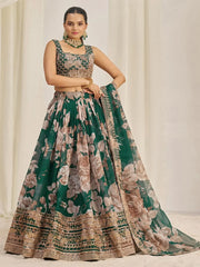 Startling Green Sequins Organza Festival Wear Lehenga Choli With Dupatta - Ethnic Plus In