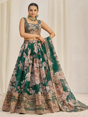 Startling Green Sequins Organza Festival Wear Lehenga Choli With Dupatta - Ethnic Plus In
