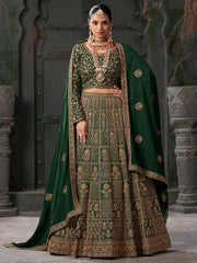 Stunning Green Sequins Georgette Wedding Lehenga Choli With Dupatta - Ethnic Plus In