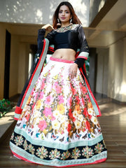 Stunning Multi Color Floral Printed Silk Celebrity Lehenga Choli - Ethnic Plus In
