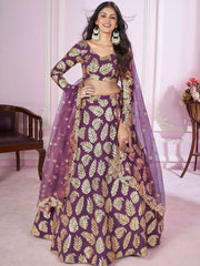 Stunning Purple Sequins Georgette Engagement Wear Lehenga Choli - Ethnic Plus In