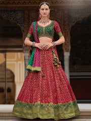Stunning Red Zari Weaving Silk Bridal Lehenga Choli With Dupatta - Ethnic Plus In