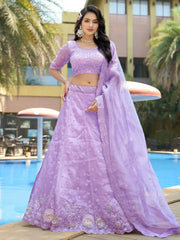 Sumptuous Purple Sequins Silk Wedding Wear Lehenga Choli With Dupatta - Ethnic Plus In