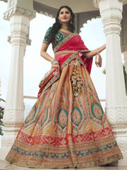 Surprising Multi Color Embroidered Silk Wedding Lehenga Choli With Dupatta - Ethnic Plus In