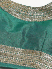 Turquoise Blue Semi-Stitched Myntra Wedding Wear Lehenga & Unstitched Blouse with Dupatta