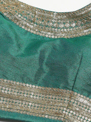 Turquoise Blue Semi-Stitched Myntra Wedding Wear Lehenga & Unstitched Blouse with Dupatta