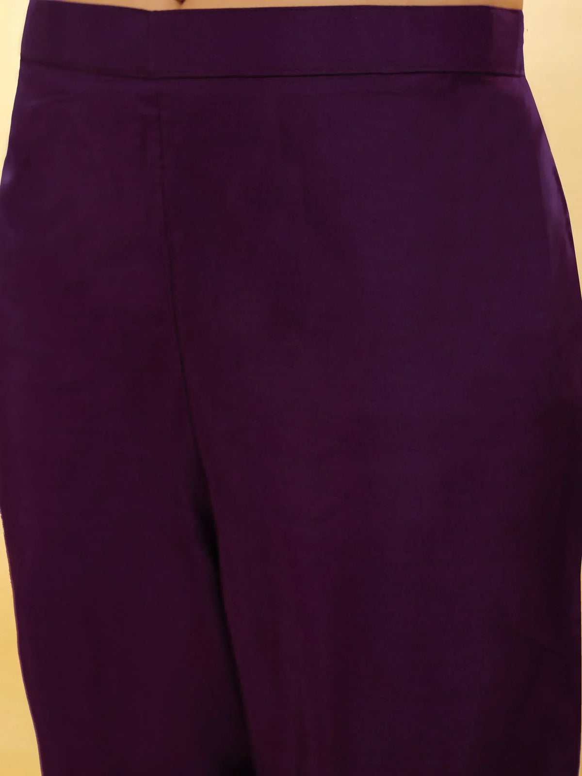 Purple high-waist palazzo pants for ethnic wear, stylish and comfortable fit