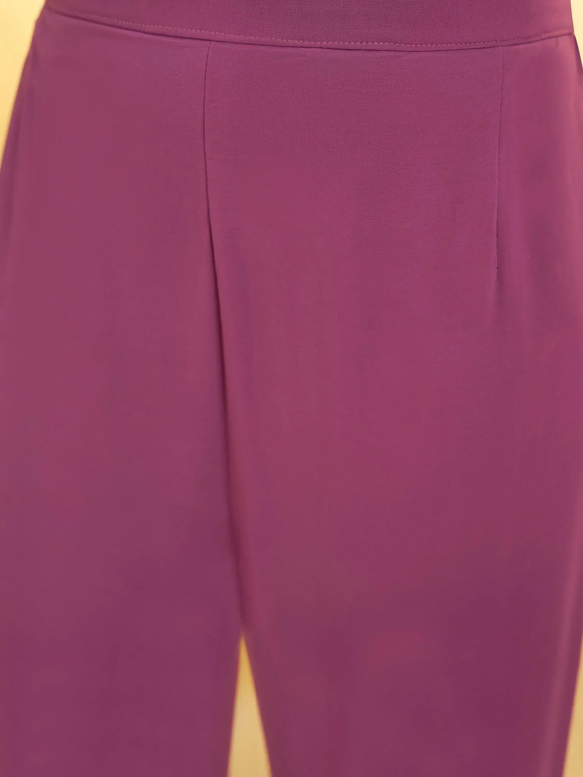 Purple ethnic palazzo pants with pleated front, ideal for salwar kameez or fusion wear