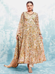 Dazzling Off-White Digital Printed Georgette Traditional Salwar Suit
