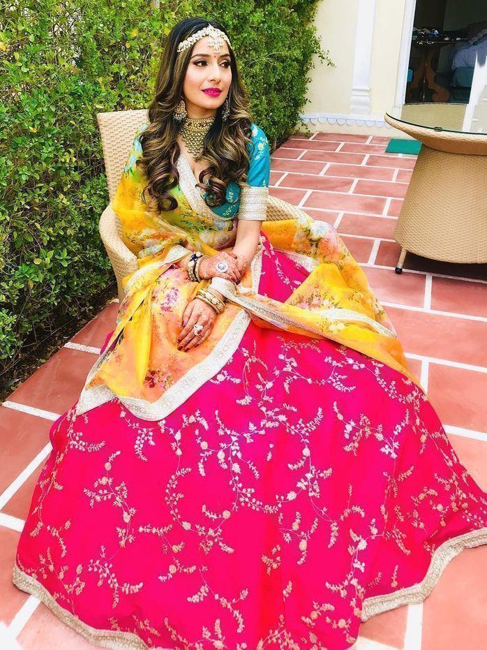 Pink Embroidered Mulberry Bridal Lehenga Choli With Printed Dupatta