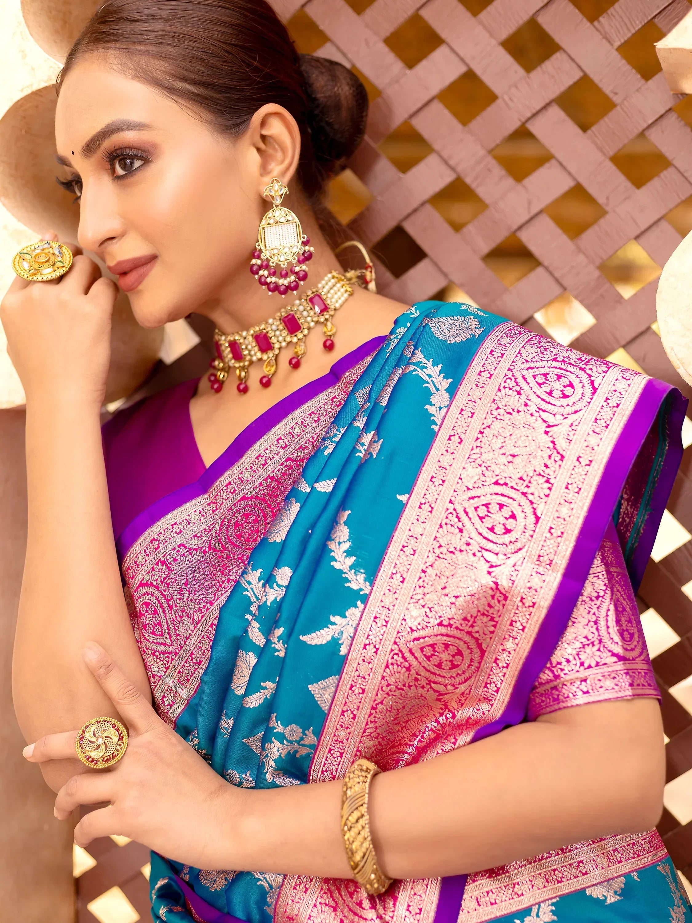 Marvelous Blue Zari Weaving Banarasi Silk Wedding Wear Saree