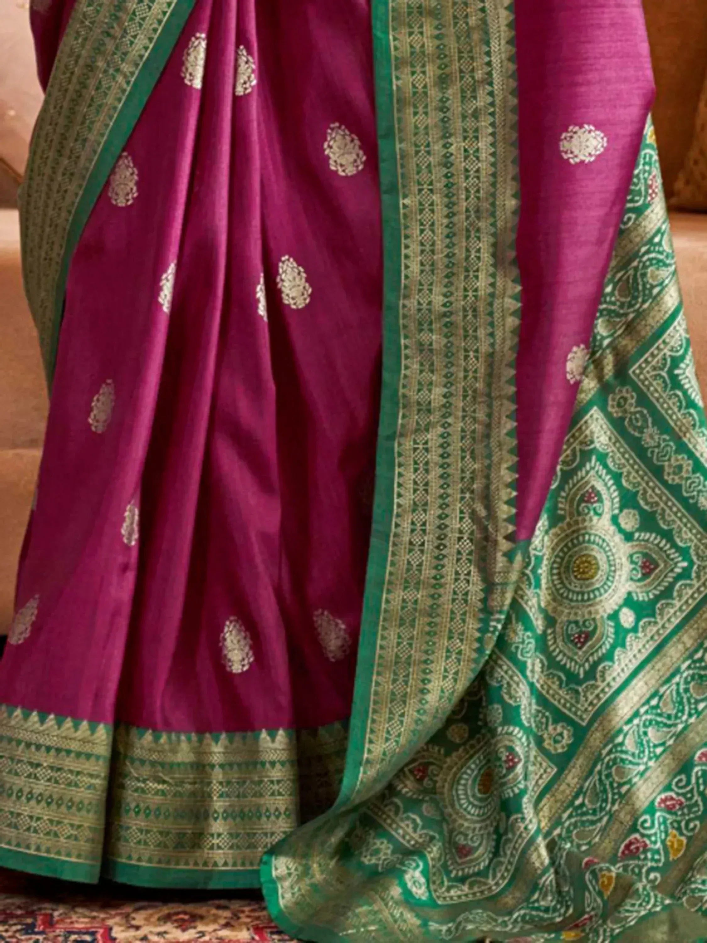 Fantastical Purple Patola Printed Silk Festival Wear Saree With Blouse