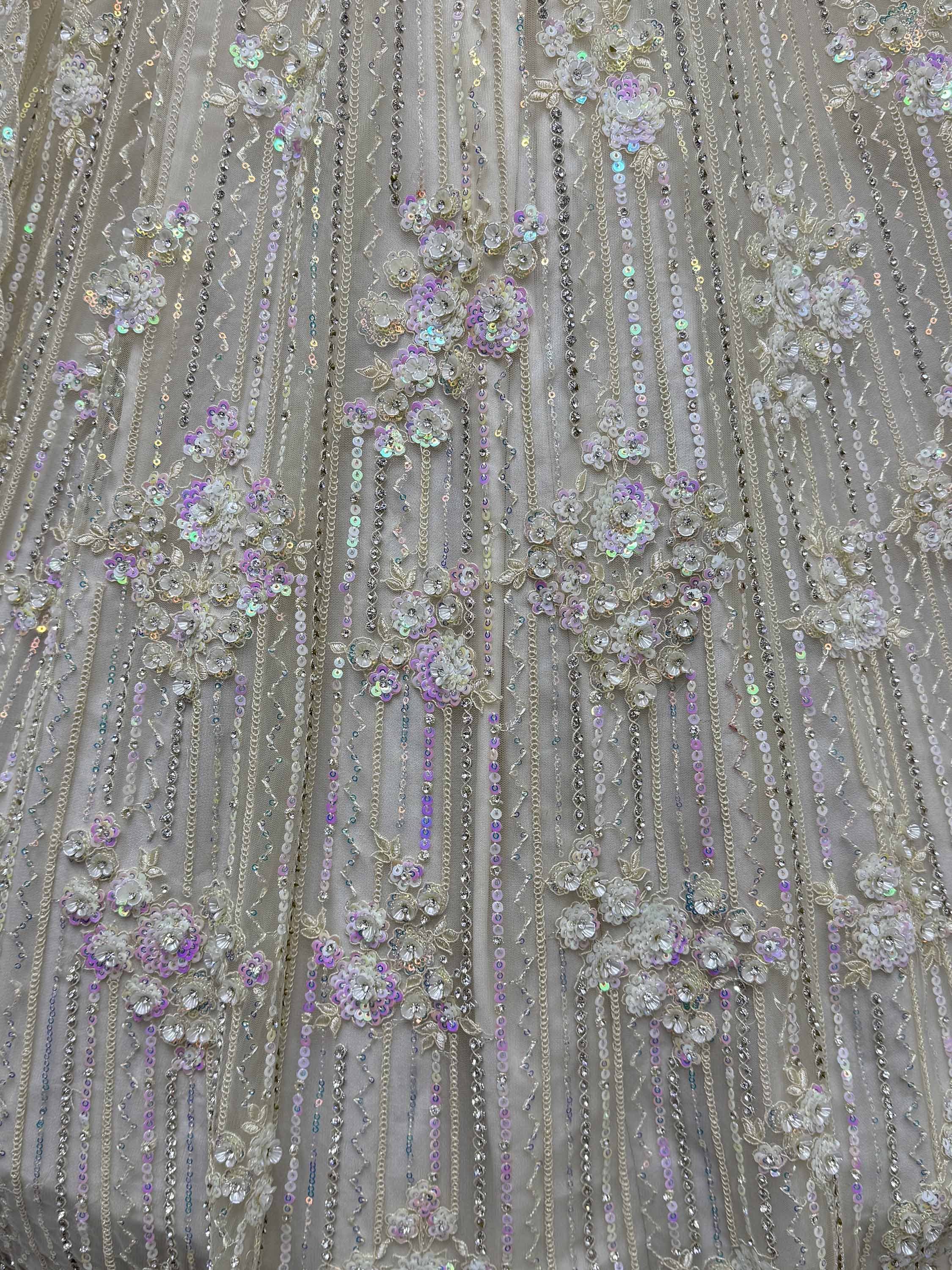 Elegant ethnic gown with floral sequin embroidery and shimmering beadwork details