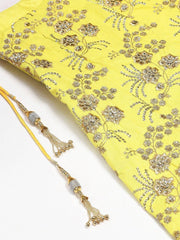 Yellow & Gold-Toned Embroidered Semi-Stitched Myntra Party Wear Lehenga & Unstitched Blouse with Dupatta