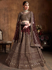 Maroon Sequins Raw Silk Wedding Lehenga Choli With Dupatta