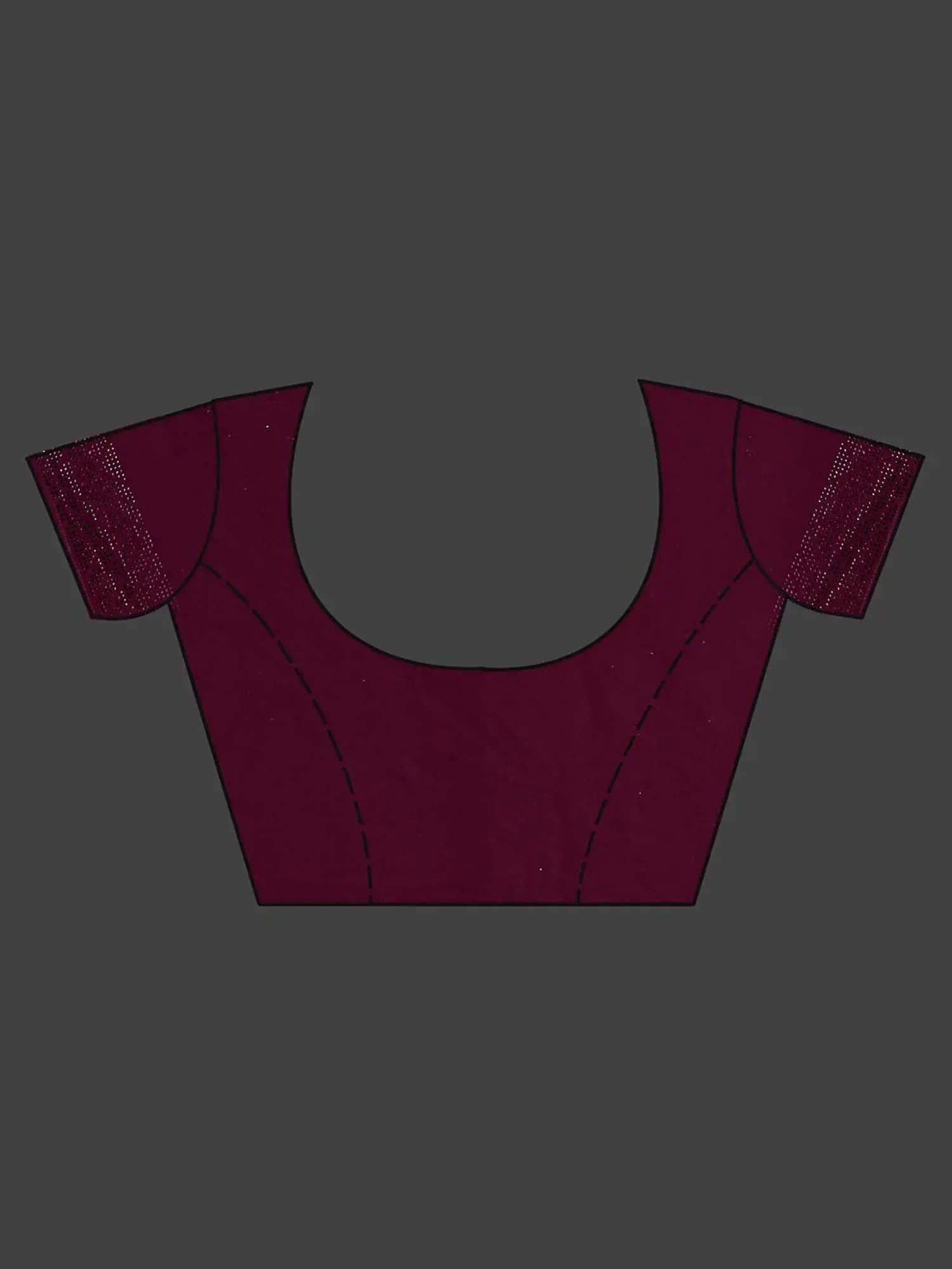 Maroon ethnic blouse with embellished sleeves and round neckline