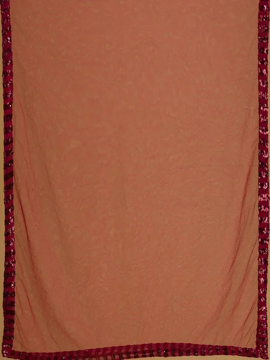 Terracotta ethnic dupatta with maroon sequin border, perfect for lehenga choli or saree styling