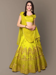 Neon Embroidery Silk Party Wear Lehenga Choli