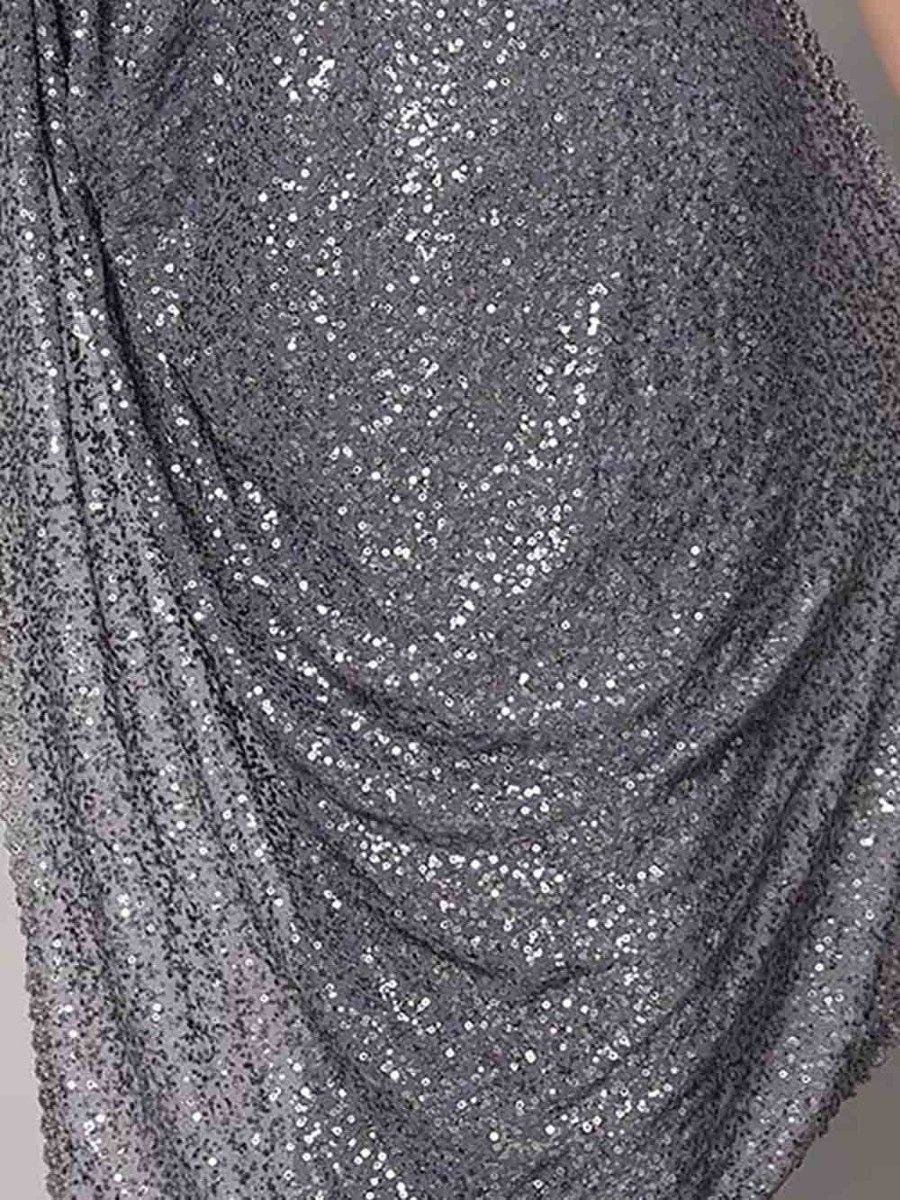 Attractive Grey Sequins Georgette Cocktail Party Wear Saree With Blouse